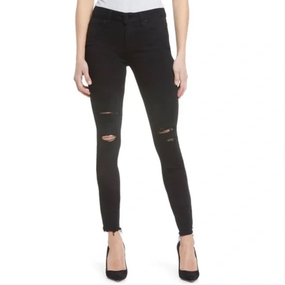 PAIGE Verdugo Deconstructed Ankle Skinny Jeans | Dark Out (Dark Gray) | Size 27